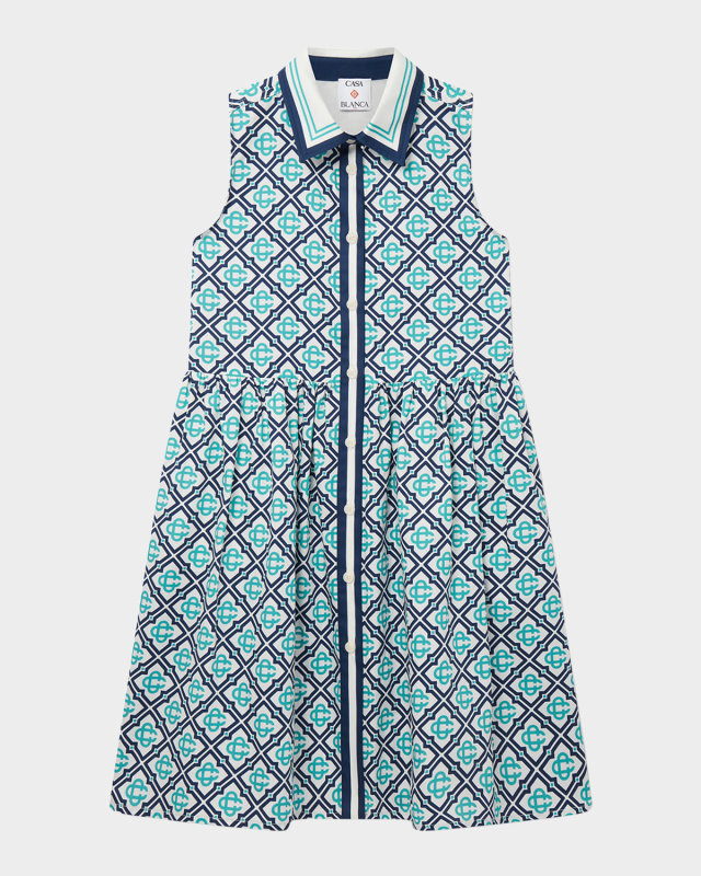 Girl's Beach Club Monogram-Print Dress, Size 3T-14